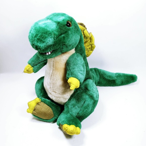Vintage Green Dinosaur Stuffed Animal A & B Novelty Co Plush (su1 A) - Picture 1 of 8